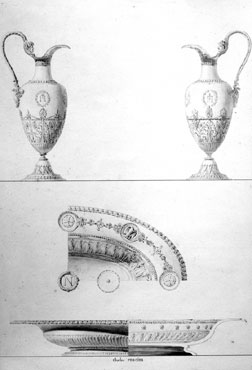 Sketch of cruets and tray used at the Emperors coronation