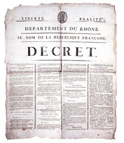 Printed decree of the French Republic announcing the Coup dEtat of the 18th Brumaire