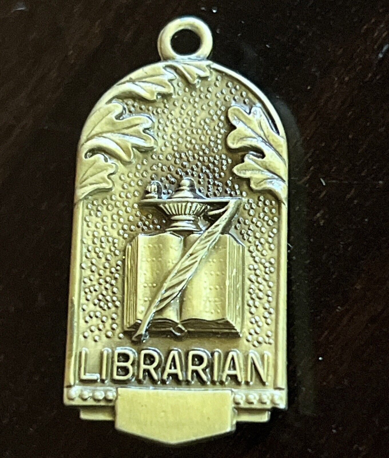 Beautiful Vintage Jostens Librarian Bronze Colored Pin Brooch