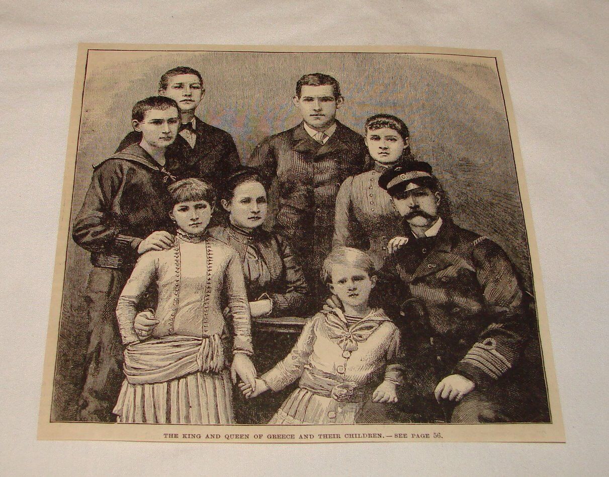 1887 magazine engraving ~ Greece KING AND ROYAL FAMILY