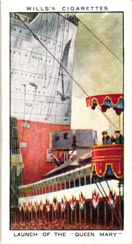 Wills Cigarettes Tobacco Card 1935 HM King George V no. 44 Queen Mary Launch