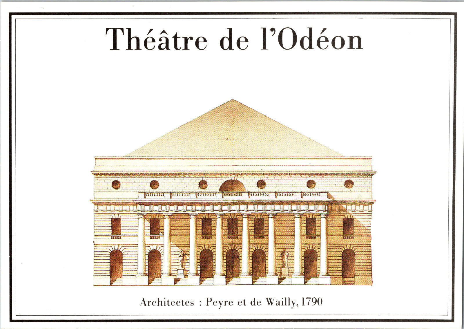 Vintage French Postcard - Theeatre De L'Ordeon Peyre et de Wailly 1790