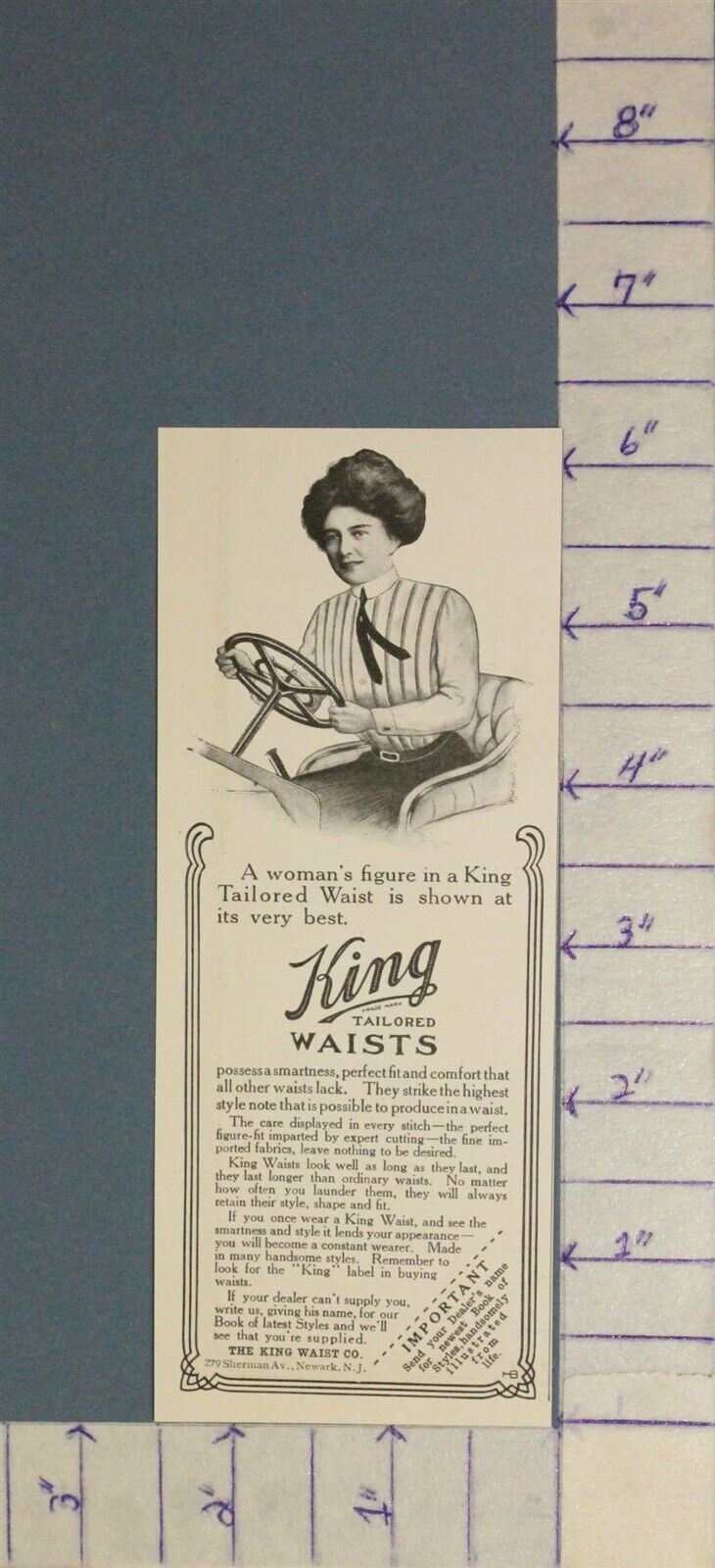 1909 KING TAILOR FASHION WOMAN BEAUTY COMPANY DECOR HISTORIC AD A-1616