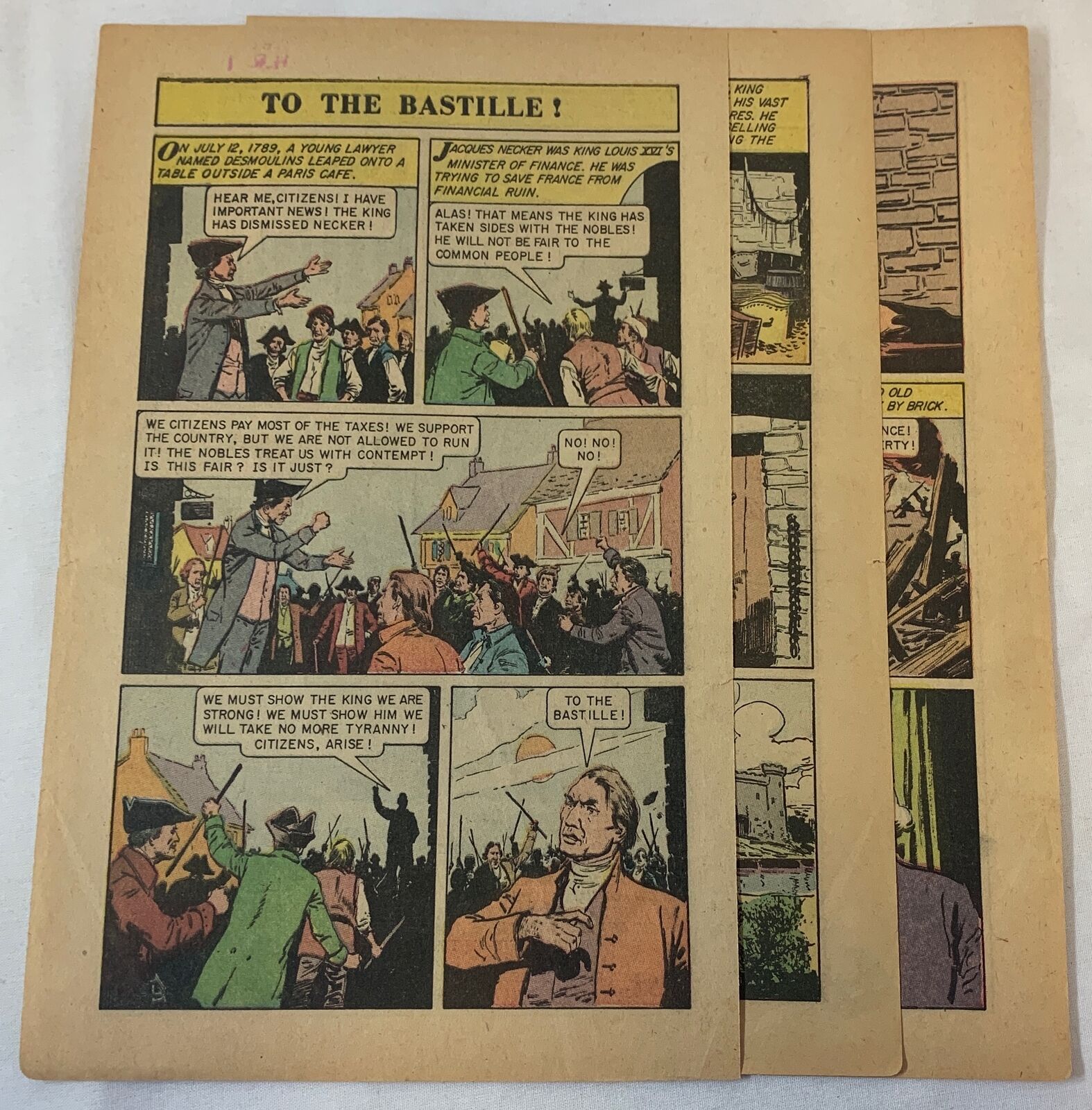 1959 four page cartoon story ~ STORMING THE BASTILLE, FRENCH REVOLUTION