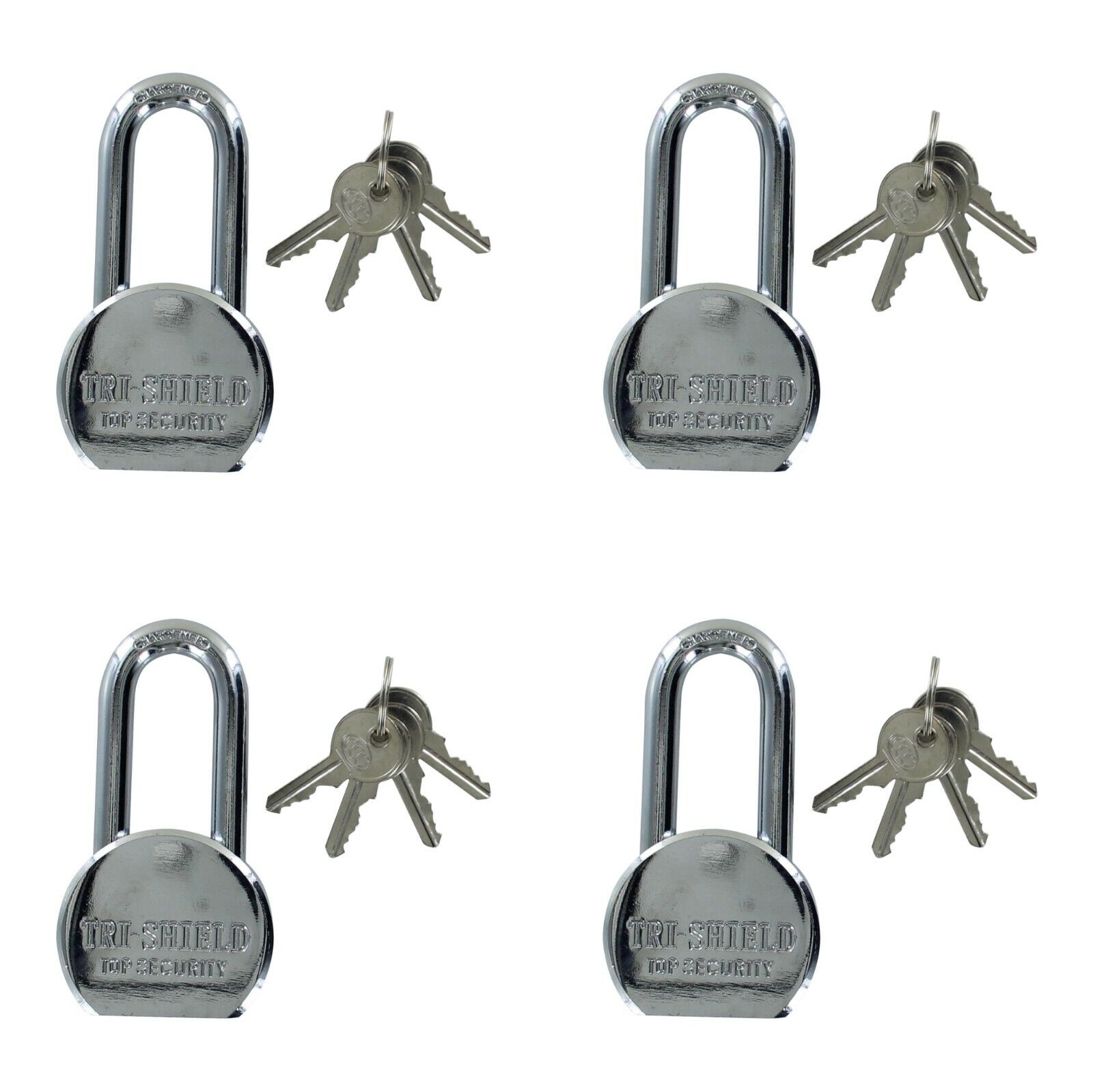 Pack of 4X Heavy Duty Master Lock Solid Steel Maximum Protection Padlock with 3K