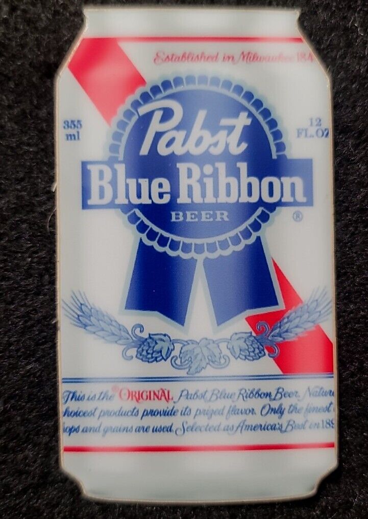 BEER STICKER “PABST BLUE RIBBON” 2“ X 3 1/2“ ORIGINAL VERY THICK & GLOSSY