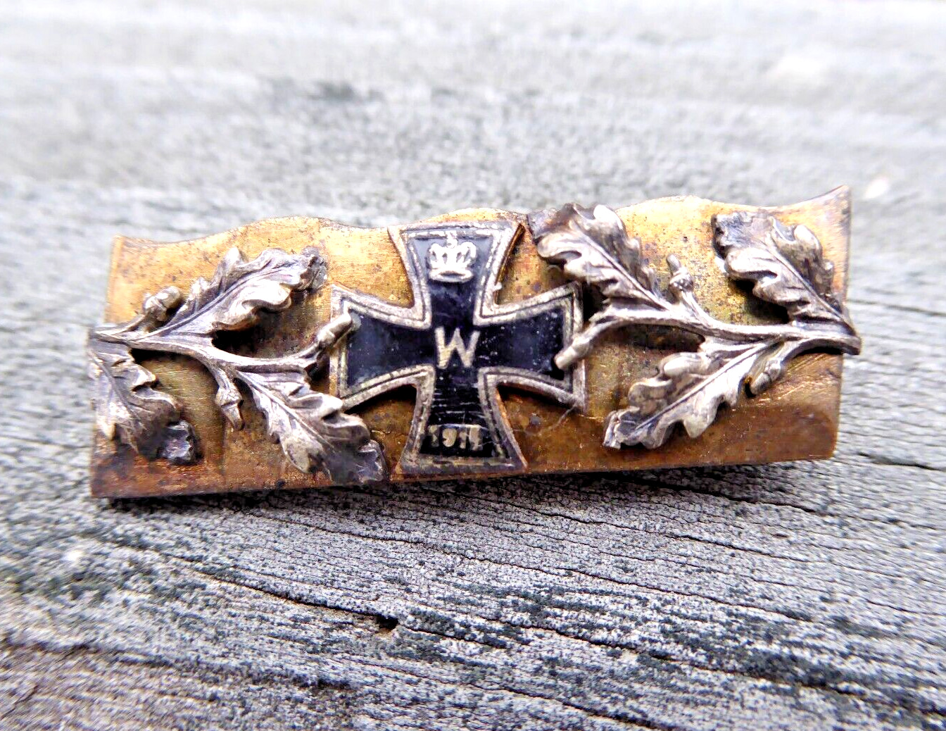 1914 WW I Germany Iron Cross Patriotic Pin Trench Art Antique World War Enamel