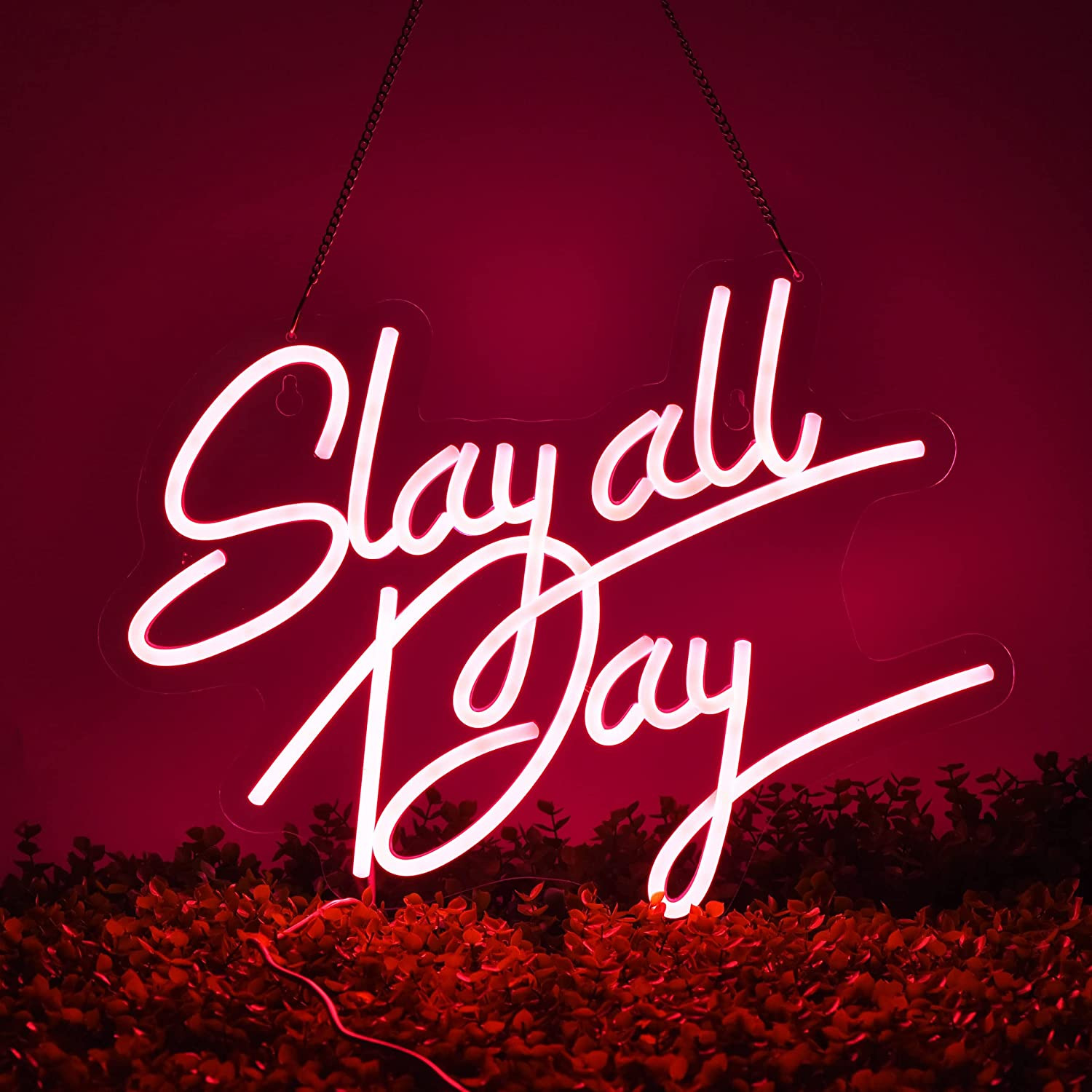 Slay All Day Neon Sign for Wall Décor Dimmable LED Neon Light USB Powered Neon A