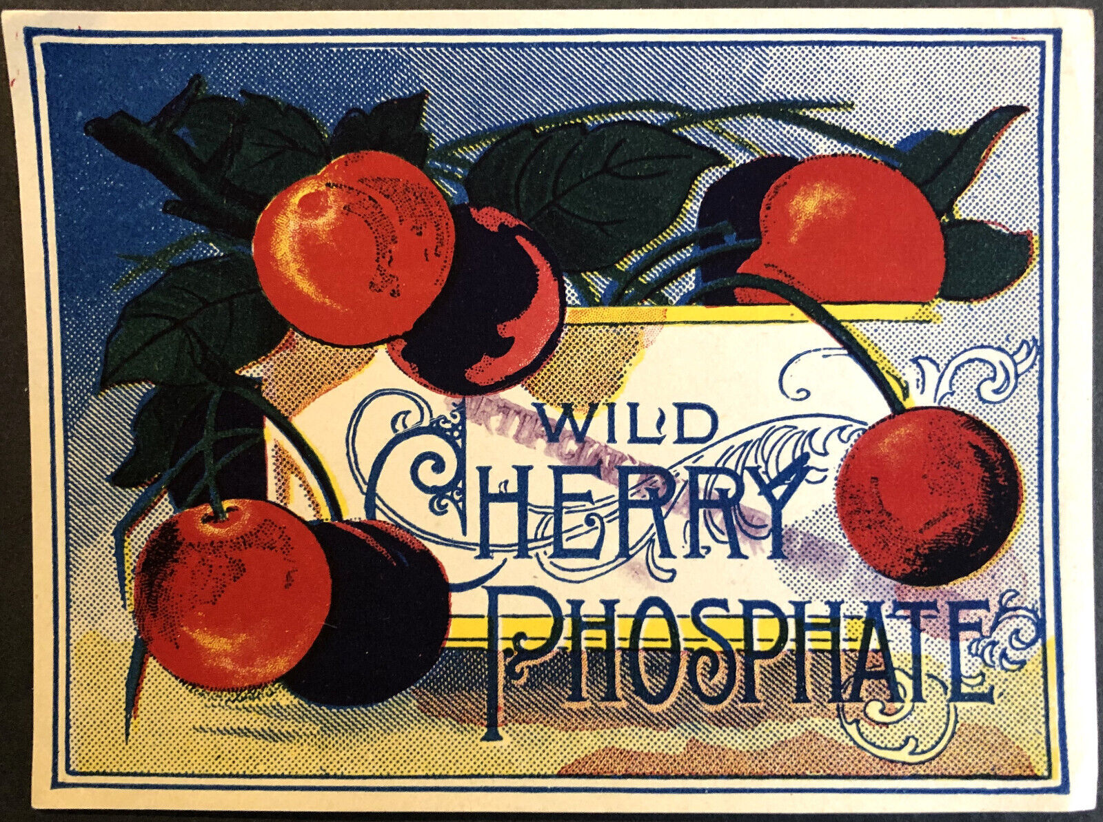 Original Very Early Vintage  WILD CHERRY PHOSPHATE SODA? or Medicine?  Label