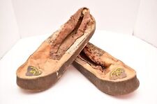 OLD Pair INUIT ESKIMO Beaded Tanned Hide Moccasins SHOES Native American Beaded picture