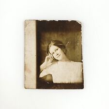 Resting Detroit Girl Photobooth Photo c1912 Named Young Michigan Woman B3025 picture