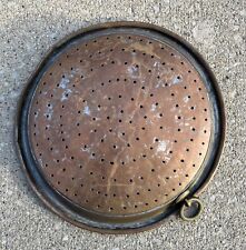 Vintage Heavy Copper Tin Cooking Colander Sieve Primitive Patina French Style picture