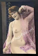 Risque PC Paris Original French Hand Tinted Nude Real Photo Postcard #2080 RPPC picture