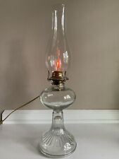 Vintage Large Glass Pedestal Oil Lamp Converted Electric 18.5” picture