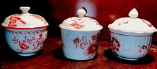 VTG Set Of 3 Williamsburg Tea Time Small Covered Cup / Bowl White and Red Toile picture