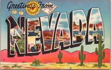 NEVADA Large Letter Postcard Desert Scene / Colourpicture Linen / 1951 Cancel picture