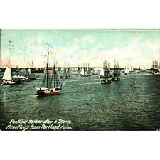 Postcard Oregon Boats in Portland Harbor After Storm Undivided Back c. 1906 picture