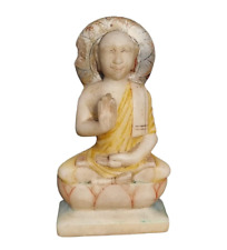 1900's Old Vintage Antique Marble Stone Hand Carved - Jain God Mahaveer Statue picture