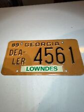 Vintage 1989 Georgia Dealer License Plate 4561 The Peach State Orange & Black picture