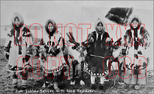 REAL PHOTO ALASKA POSTCARD- SLED, ESKIMOS, RAINDEER ---(copy of an old postcard) picture