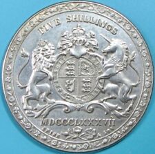 1887, 5 Shillings, Queen Victoria. Challenge Coin. Novelty. 25a. picture