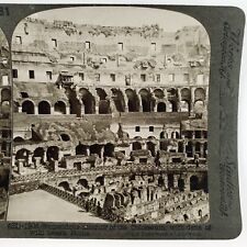 Colosseum Lion's Den Ruins Stereoview c1900 Ancient Rome Italy Interior A2609 picture