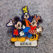 DISNEY WDW Mickey Mouse Minnie Mouse Goofy Enamel Pin Personalized NATALIE Name picture