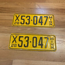 Vtg. 1928 Minnesota License Plates X53-047 Matched Pair May Be Repainted picture