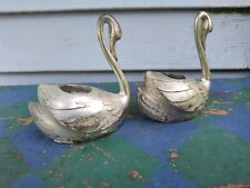 🦢PAIR OF BRASS SWAN CANDLE HOLDERS SHIP FREE 😃 picture