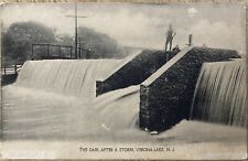 VERONA LAKE, NJ. C.1906 P.C.(A68)~VIEW OF MAN STANDING ON DAM AFTER A STORM picture