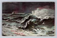 Ocean City NJ-New Jersey, Storm on Atlantic Ocean, Antique Vintage Postcard picture