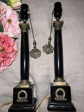 Pair 2 Antique Lamps From The Old Savoy Hotel In London WORKING 17” Tall Black picture