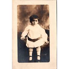 RPPC Child Boy Girl Dressed Up Dark Hair Azo Vintage Postcard Real Photo picture