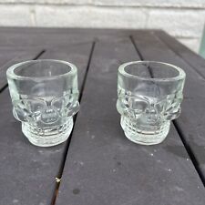 Set Of 2 Crystal Glass Skull Head Shot Glasses picture