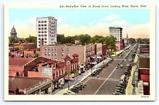 Postcard Bird's Eye View Elyria Ohio OH Broad Street Looking West picture