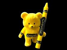 Rare Vintage Crayola Crayon Yellow Flocked Bear Holding Crayon 3