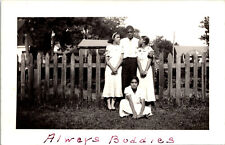 Young Friends Boy Girls African American Black & White Vtg Photo 2.75