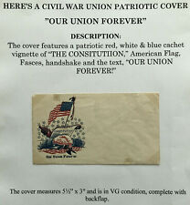 1861 US CIVIL WAR UNION FOREVER FLAG HANDSHAKE FLAG CONSTITUTION PATRIOTIC COVER picture