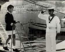 1966 Press Photo Cadet salutes Prince Albert leaving school boat in Monte Carlo picture
