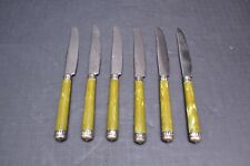 Set of 6 EME ITALIA Olive Marbled Green 18/10 Stainless Italy Butter Knives VTG picture
