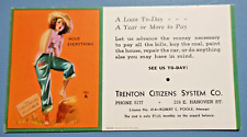 Vintage EARL MORAN UNUSED PIN-UP BLOTTER Trenton Citizens System, Trenton N.J. picture