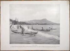 1898 Large HAWAIIAN Photos~ SURF Scene ~Street Scene ~ HONOLULU Waikiki ~ HAWAII picture