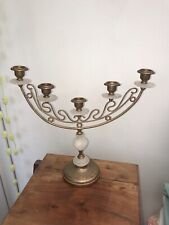 French Antique Candelabra Candlestick Brass Alabaster Marble candle 5 arm marble picture