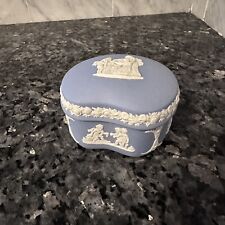 Wedgwood Small Covered Dish Trinket Box Jasperware Blue and White picture