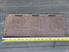 Antique 1927 Florida License Plate Vintage Tag Sign Booster Fla  picture