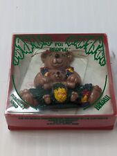 Joseph K Hawaiian Christmas Ornament Bear mom and baby Hulu lei Vintage With Box picture
