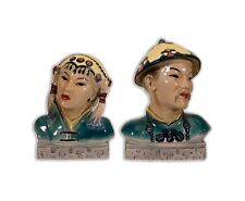 Goldscheider Pair of Japanese Hand Painted Porcelain Mid Century Modern Busts picture