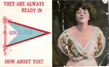 Goodland Kansas Greeting 1910s Pennant Postcard Lady picture