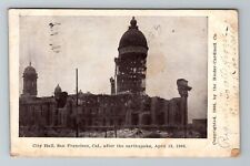 San Francisco CA-California, City Hall after Earthquake c1906 Vintage Postcard picture