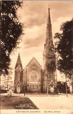Elyria Ohio Methodist Church Bins Book Store Pub. Early Divided Back Postcard 8M picture